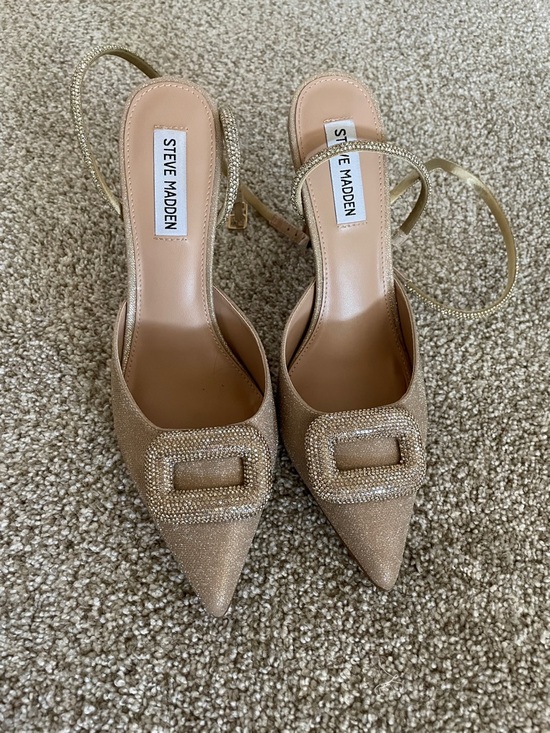 Steve Madden Shoes - Steve Madden Champagne Gold Rhinestone Slingback Heels